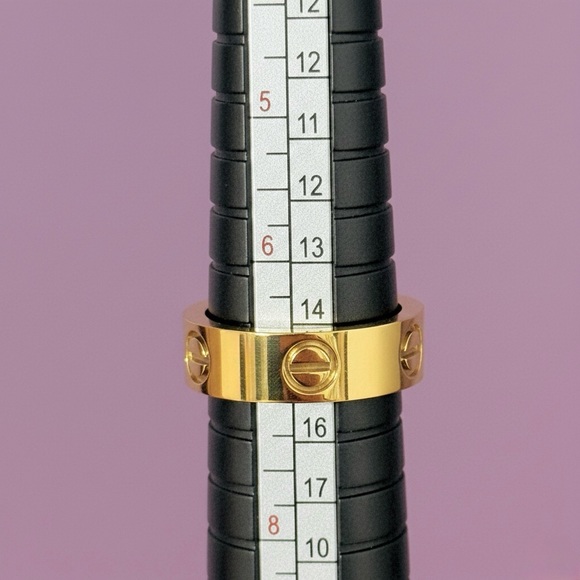 18K Gold Plated Gold Screw Love Ring Size 7 - Picture 6 of 6